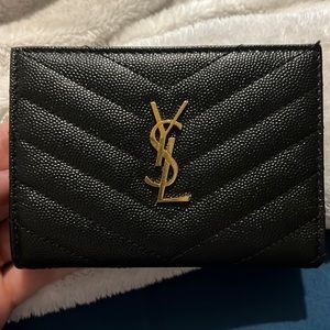 Yves Saint Laurent Women’s Bi-fold Wallet (Black/Gold).